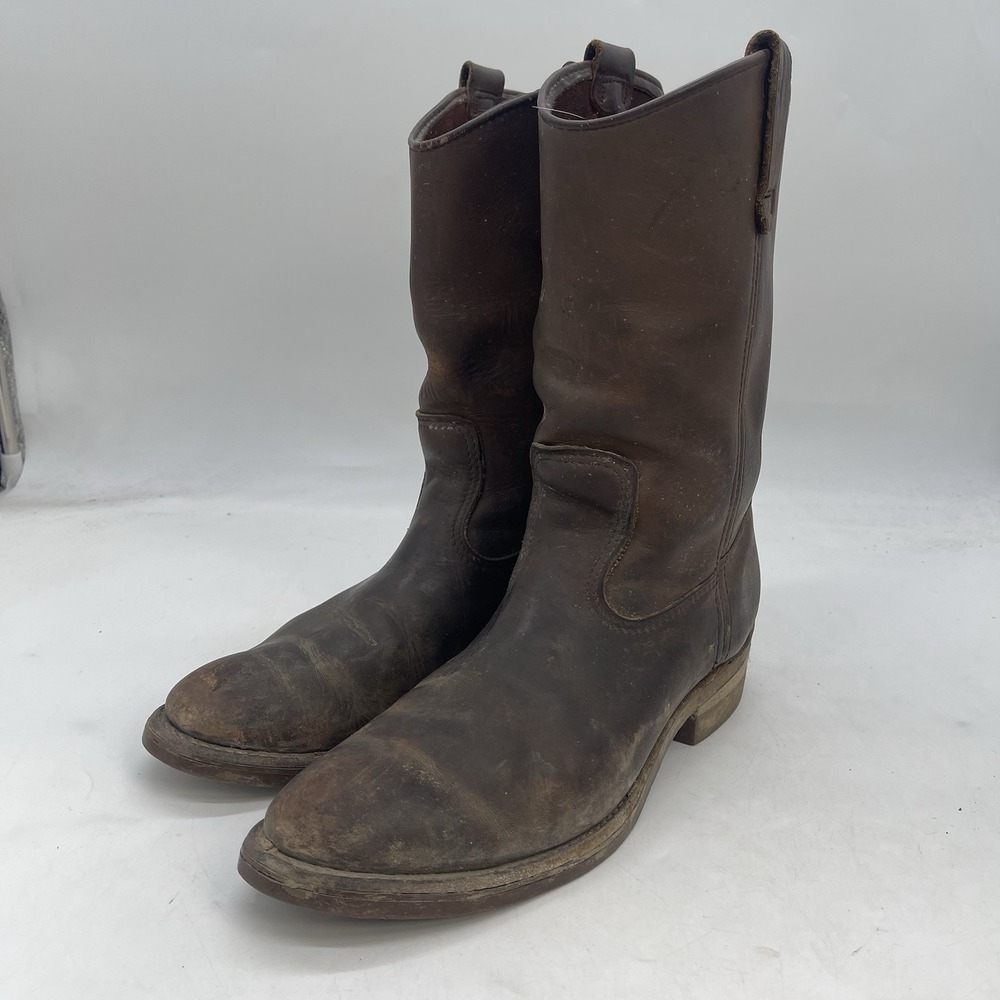 Red Wing PECOS Boots Mens 11 D Brown Leather Pull-On Made in USA Workwear